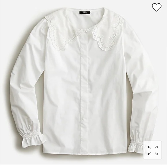 J. Crew Tops - J. Crew Lace Collar Poplin Top L NWT